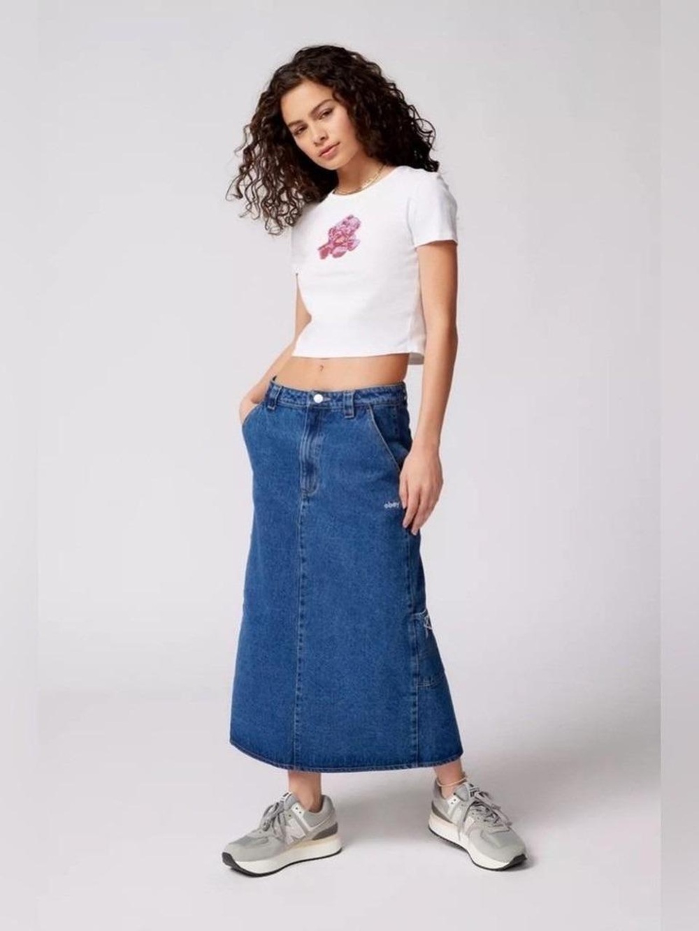 Obey Blue Denim Maxi Skirt